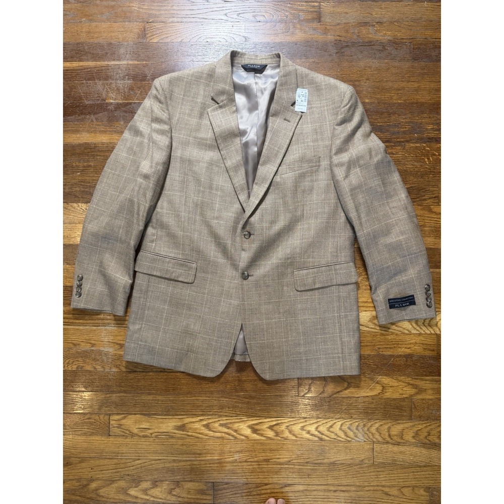 Jos A Bank Executive Collection Suit Jacket 46R Brown Plaid NWT